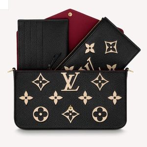 Louis Vuitton Félice Pochette in Black/Beige, Bicolor Monogram Empreinte Leather